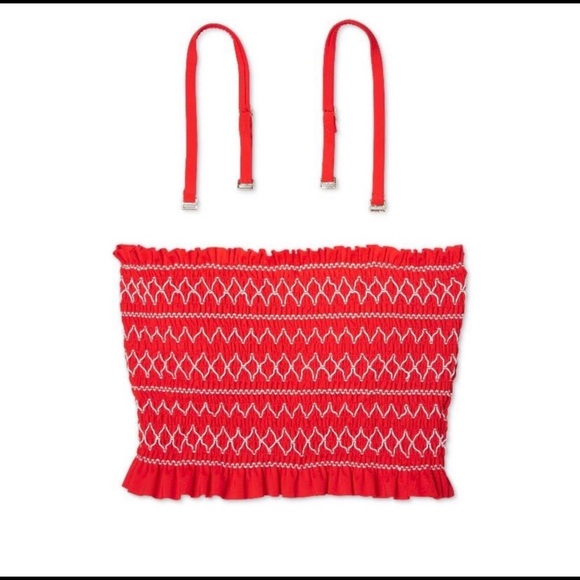 Xhilaration Smocked Off The Shoulder Red And White - Picture 4 of 7